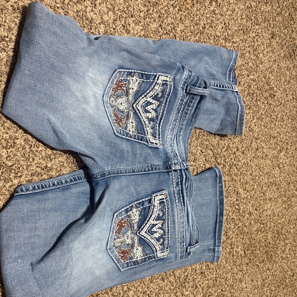 Chic Light Blue Embroidered Women's Boot Cut Jeans
